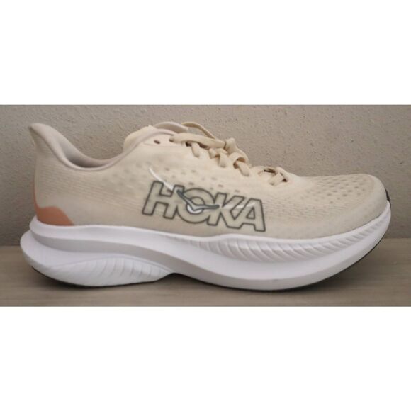 Hoka One One Women's Sz 10B Eggnog Vanilla/Yellowish White Mach 6 Sneakers Shoes - Picture 5 of 15